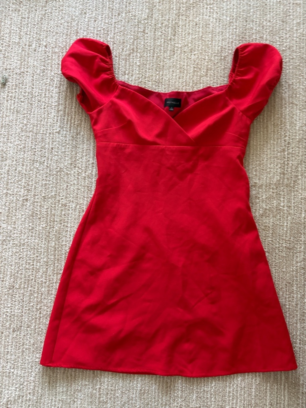 Red Puff-Sleeve Mini Dress